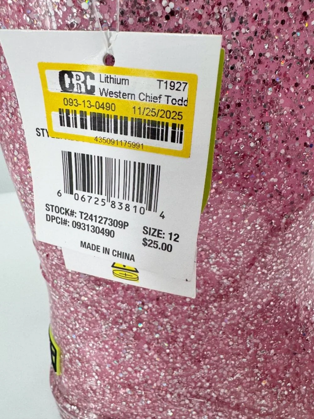 NEW Western Chief Toddler Abby Glitter Rain Boots - Pink